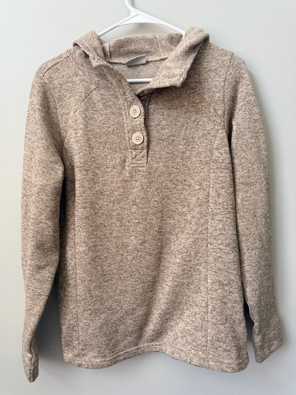 Columbia Darling Days Knit Fleece Hoodie Beige Tan Marled Button Pullover size M